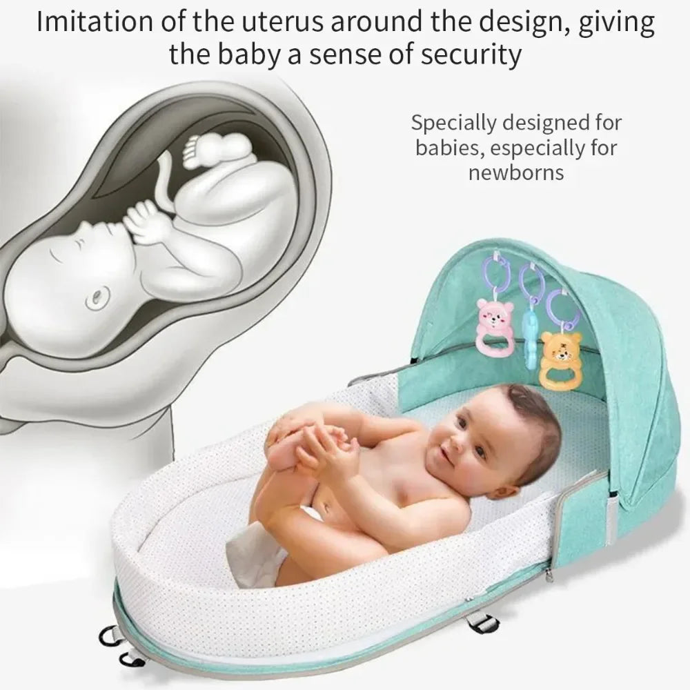 Folding Anti-crush Baby Crib Convenient Bed Middle Bed with Mosquito Net Comfortable Mattress Travel Crib for Newborn Baby Bed