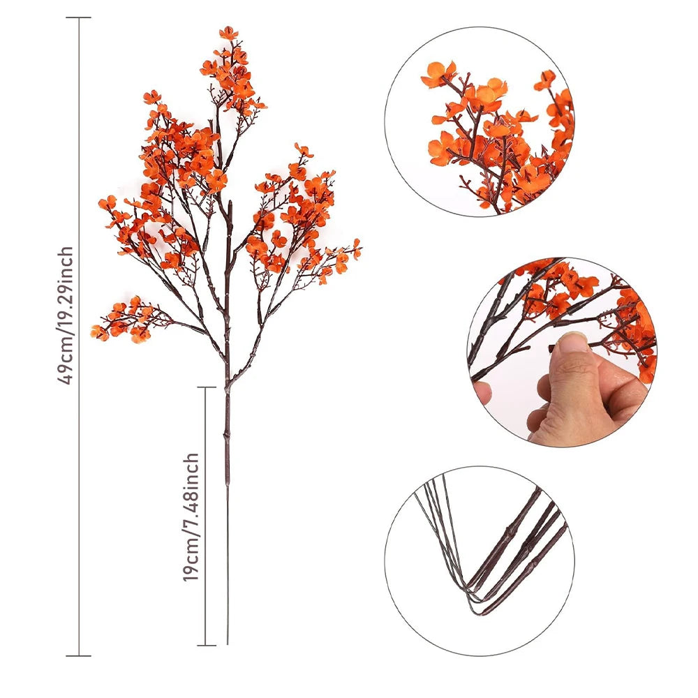 3/1Pcs Fall Babys Breath Artificial Flowers Fake Plants for Home Wedding Centerpiece Table Thanksgiving Party Autumn Decorations