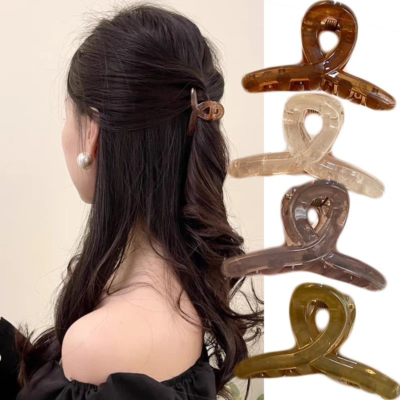 4pcs Mini Jelly Color Cute Catch Cross Shark Clip Bangs Hair Clips Gentle Half-tie Hair Headwear for Women Ins Fashionable Style