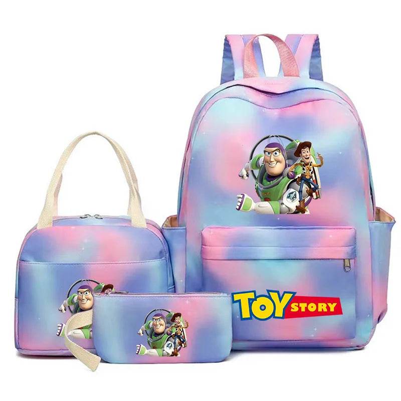 Toy Story Colorful Backpack Set With Tote and Pouch Large Capacity Lightweight And Breathable Outdoor Knapsack School Bags - AIAZ