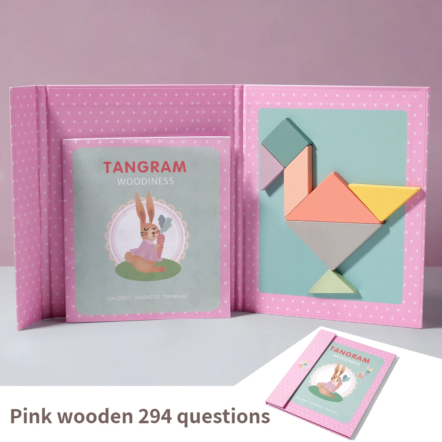 Montessori Wooden Jigsaw Magnetic Tangram Puzzle Book Educational Toys For Kid Learning Logical Game Geometric Shape Block