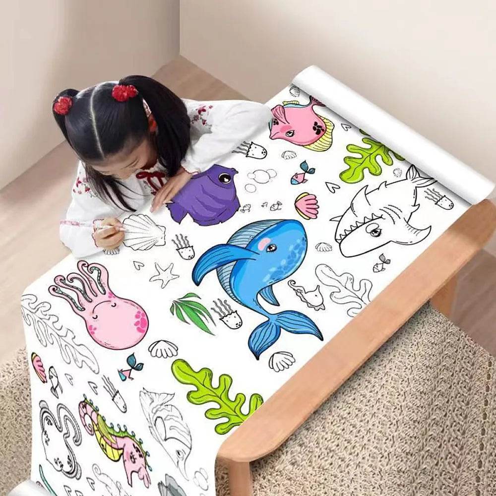 90cm Animal Children's Drawing Roll DIY Coloring Paper Roll Color Filling Graffiti Paper-cut for Kids Painting Educational Toys - AIAZ