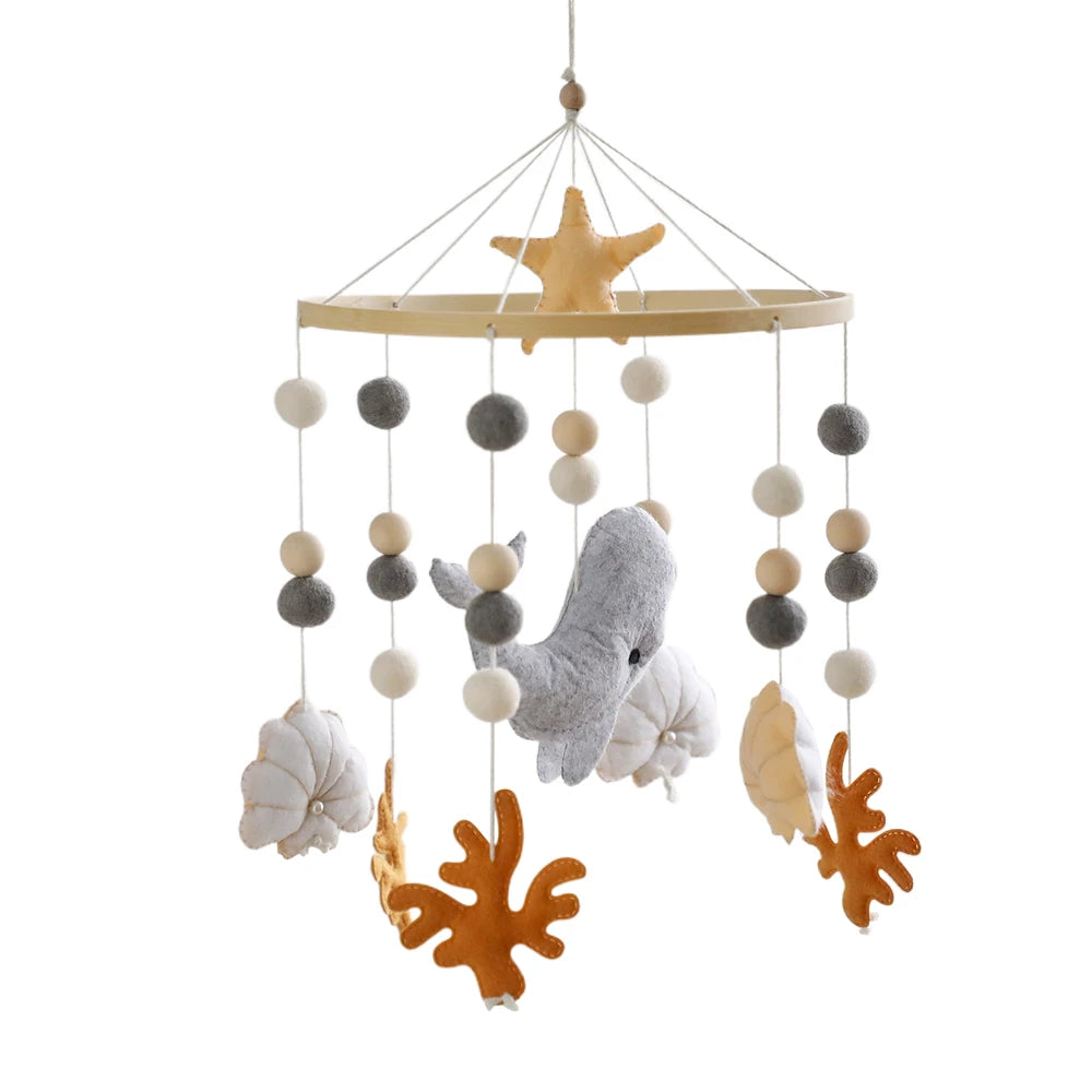 Baby Mobile Crib Bed Bell Musical Rattles Toys Soft Felt Cartoon Animal for Infants Nursery Mobiles Forest Animals Crib Toys
