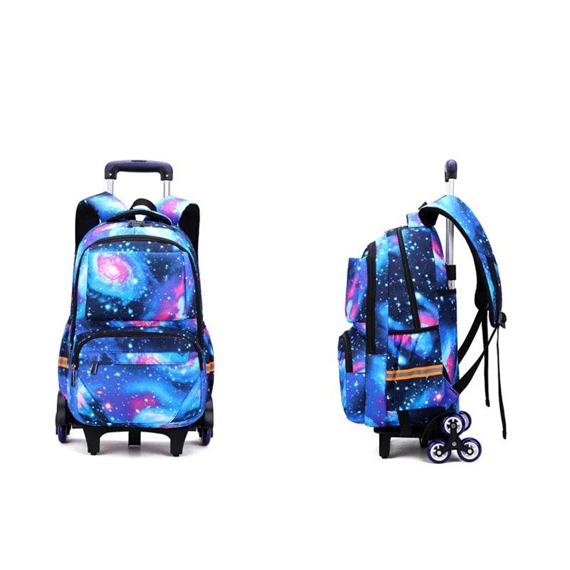 School bags with Wheels School Rolling Backpacks for Boys Trolley Bag Waterproof Orthopedic School Bag Student Wheeled Backpack - AIAZ