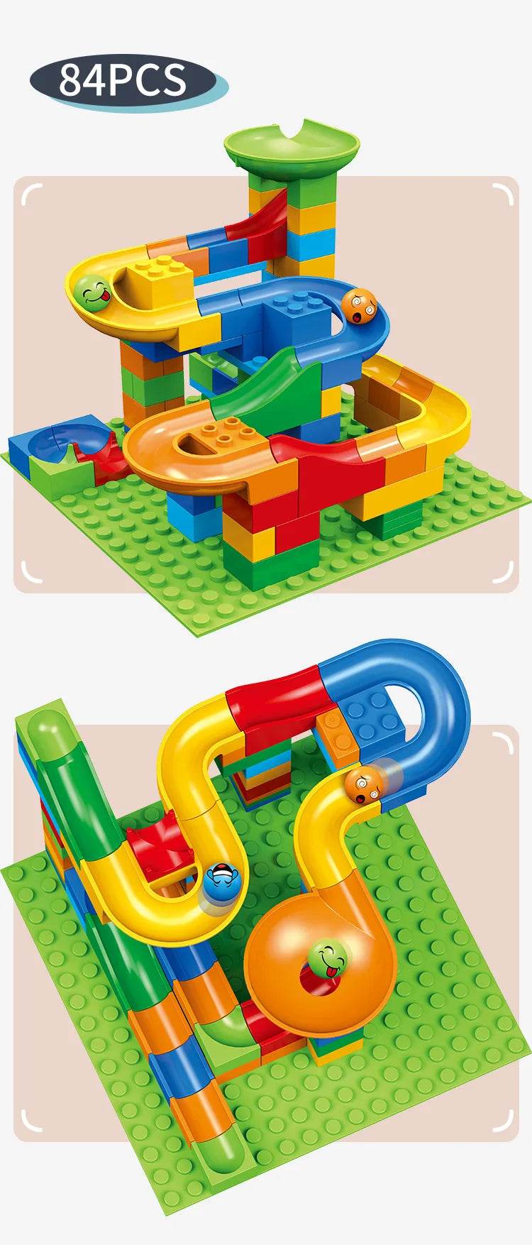 Marble Race Run Block Small Size Building Blocks Maze Ball Funnel Slide Blocks DIY Creative Bricks Assemble Toys Bulk Model Toys - AIAZ