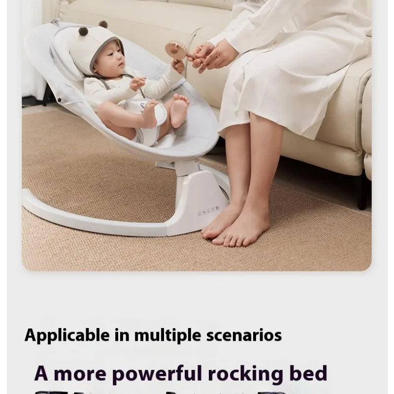Newborn Baby Gift Set - Electric Rocking Cradle with Moon Celebration Package for Infant's First Meeting Present