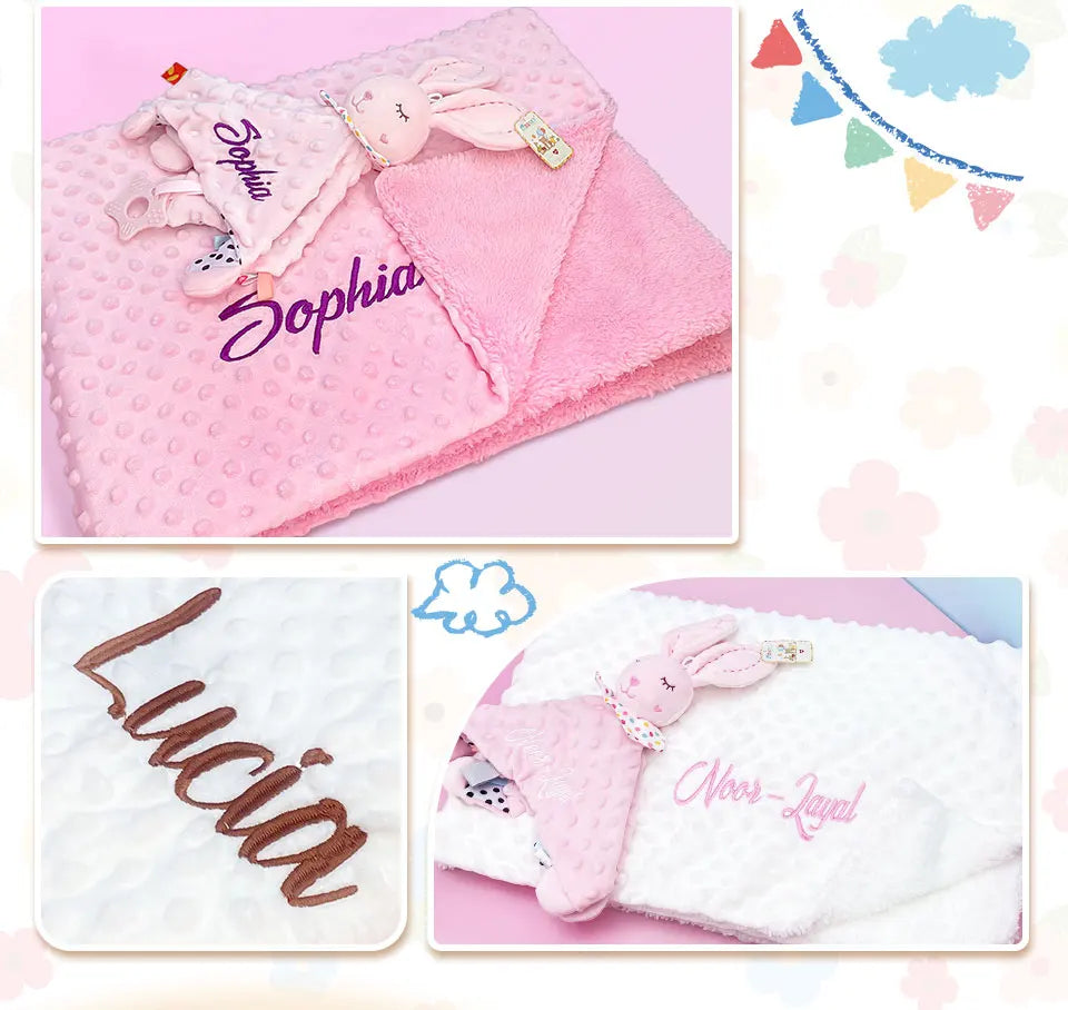 Personalized Baby First Name Cover Kids Custom Blanket Newborn Boy Girl Birthday Gift Swaddle Bed Toddler Stroller Crib Blanket