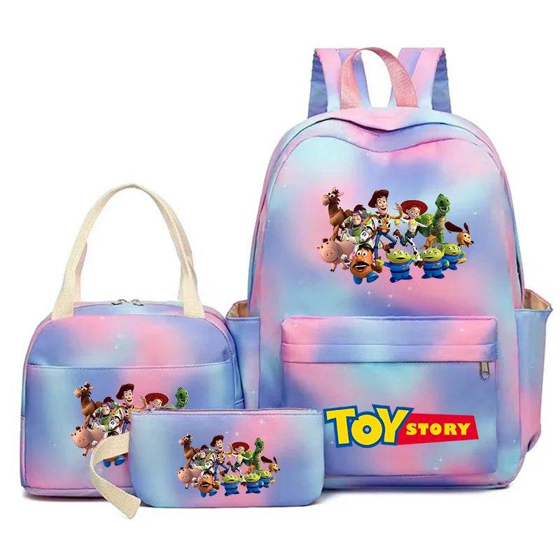 Toy Story Colorful Backpack Set With Tote and Pouch Large Capacity Lightweight And Breathable Outdoor Knapsack School Bags - AIAZ