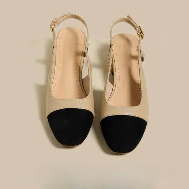 New 2025 Summer Women's Sandals Elegant Medium Heel Toe Mules Comfortable Office Women's Shoes Buckle Heels Dress Shoes - AIAZ