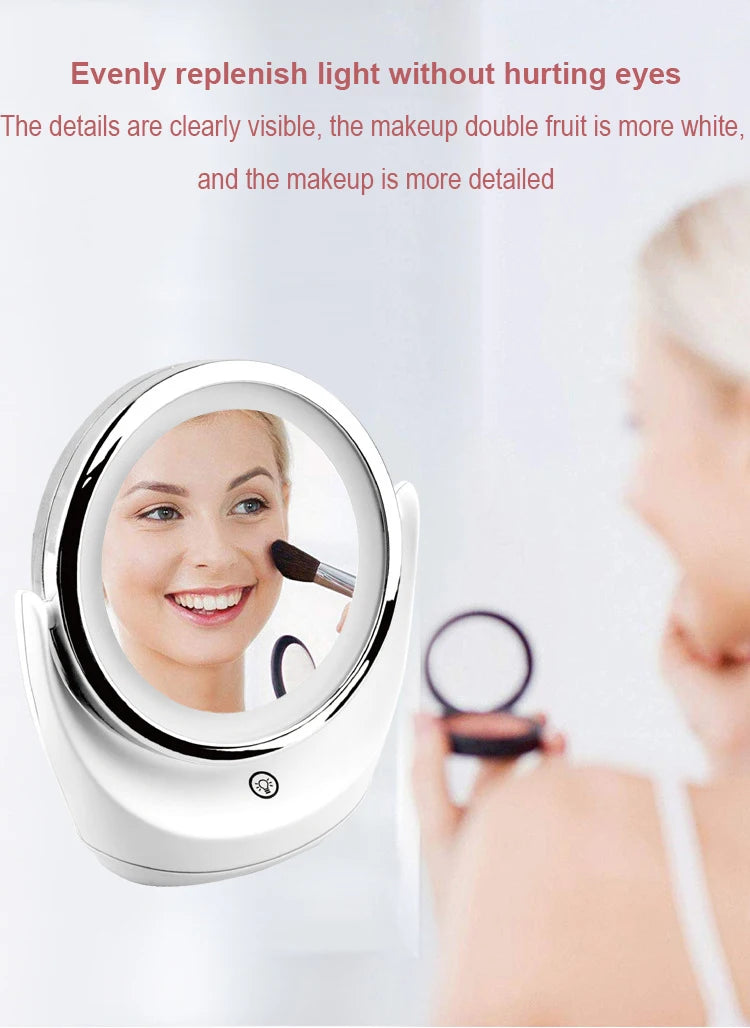 Xiaomi Youpin Mirror 1X-5X Magnification 360 Degree Rotation Portable Double Sided Desktop Intelligent With Light Makeup Mirror