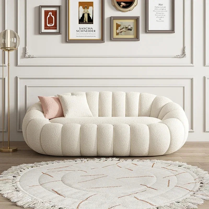 Lazy sofa that can be reclined or slept on, pumpkin sofa chair, small-sized lamb velvet fabric sofa, single sofa