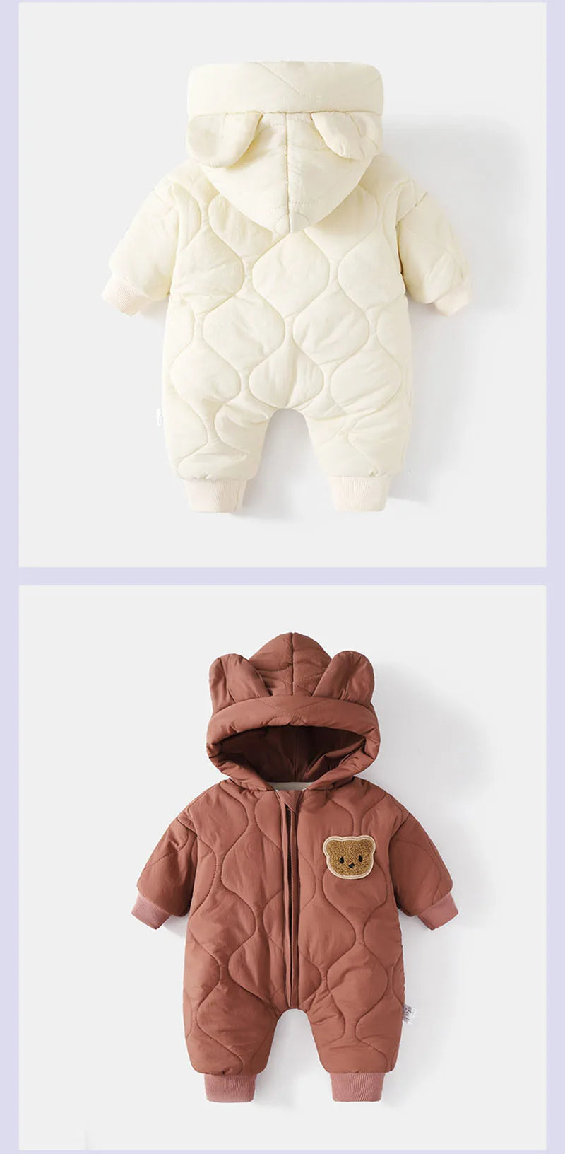  Winter Baby Outwear Clothing Fur Lining Warm Toddler Girl's Boy's Rompers Cartoon Bear Infant Jumpsuit