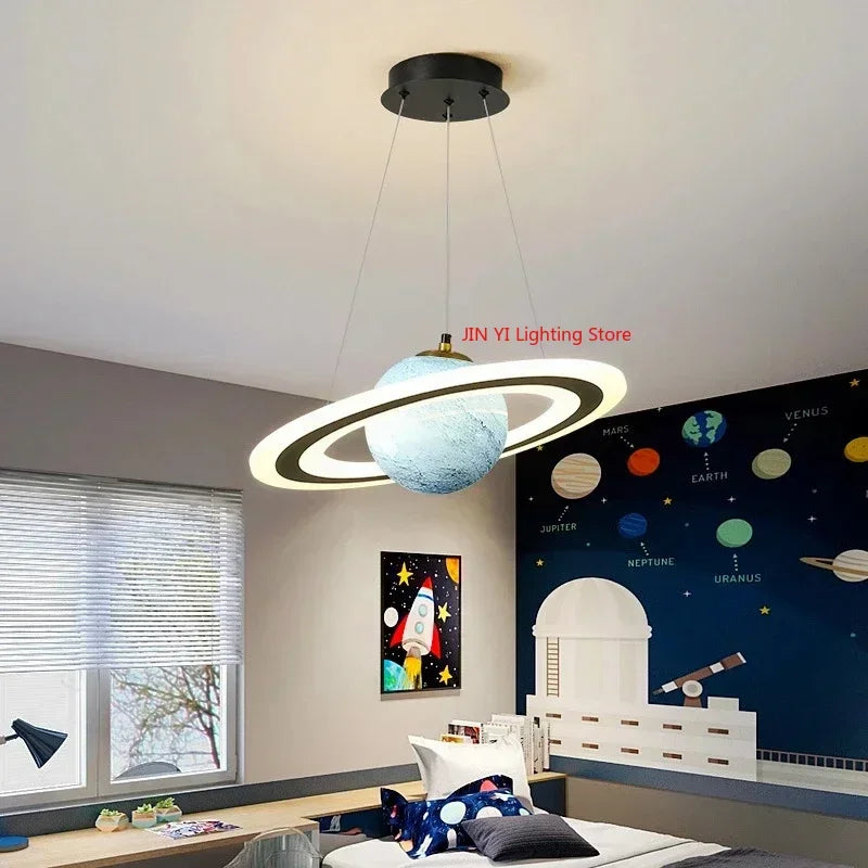 Acrylic Planet Pendant Lamp for Living Bedroom Kitchen Children Room Space Star Indoor Hanging E27 Changeable Light