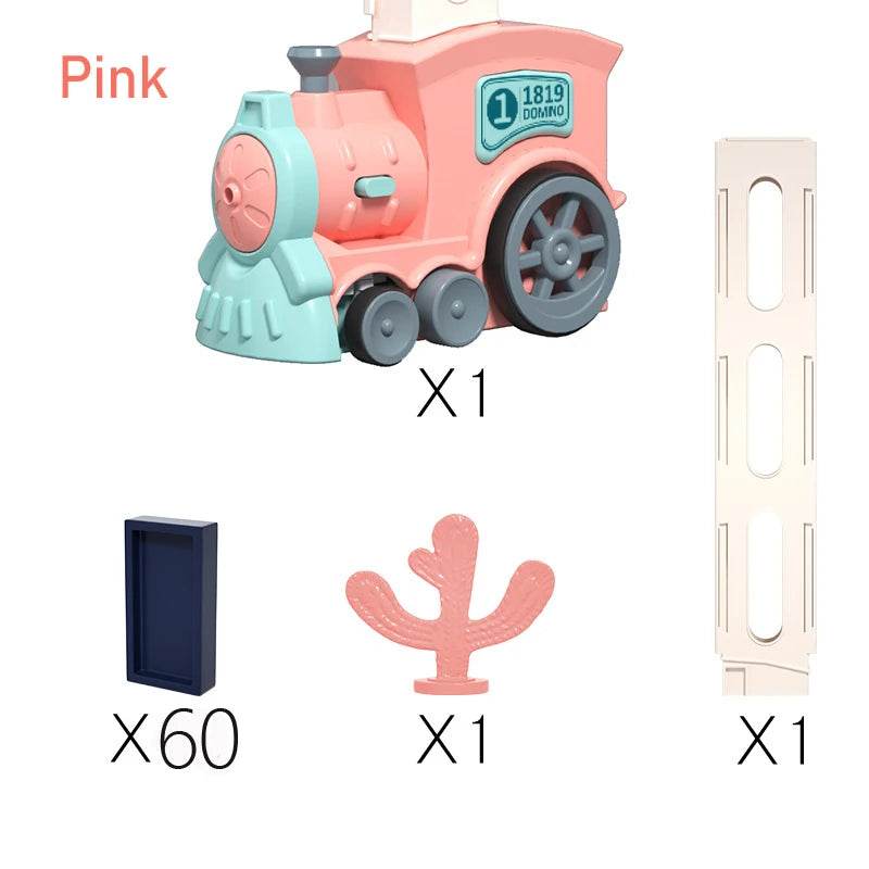 Kids Electric Domino Train Car Set Sound & Light Automatic Laying Dominoes Brick Blocks Game Educational Christmas Gift Kids Toy - AIAZ