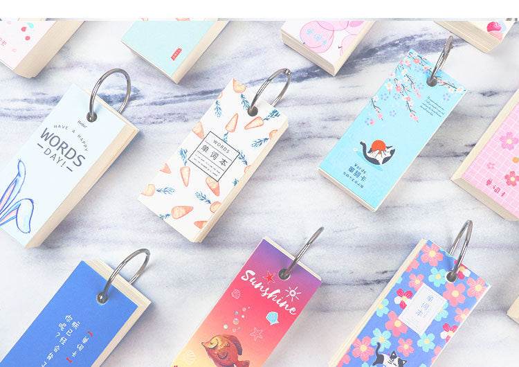 110 Sheets Lovely Mini Notebook School Supplies Stationery Vocabulary Writing Reciting Book Sticky Note Loose Leaf Memo Cards - AIAZ