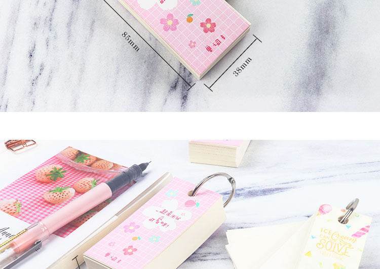 110 Sheets Lovely Mini Notebook School Supplies Stationery Vocabulary Writing Reciting Book Sticky Note Loose Leaf Memo Cards - AIAZ