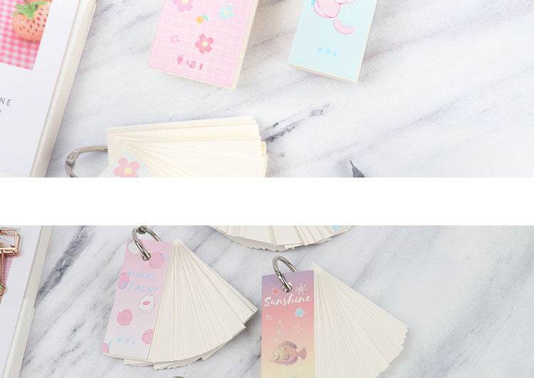 110 Sheets Lovely Mini Notebook School Supplies Stationery Vocabulary Writing Reciting Book Sticky Note Loose Leaf Memo Cards - AIAZ