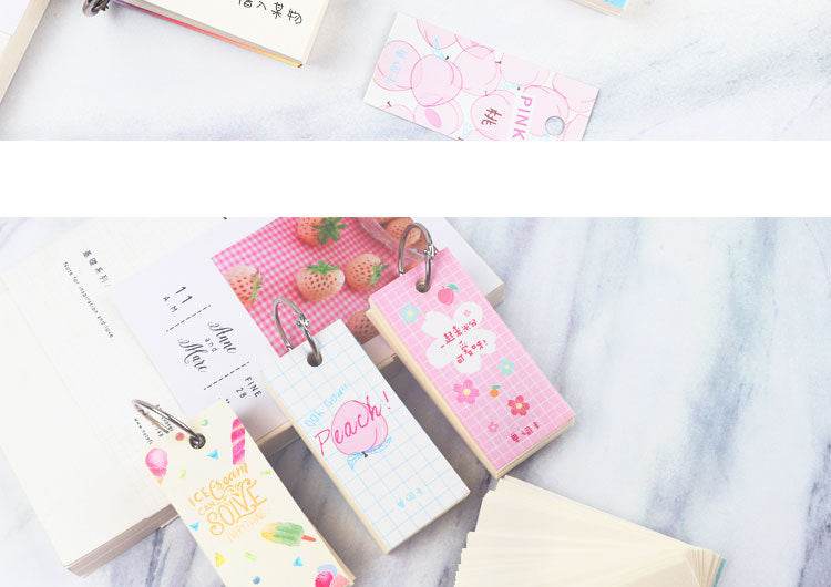 110 Sheets Lovely Mini Notebook School Supplies Stationery Vocabulary Writing Reciting Book Sticky Note Loose Leaf Memo Cards - AIAZ