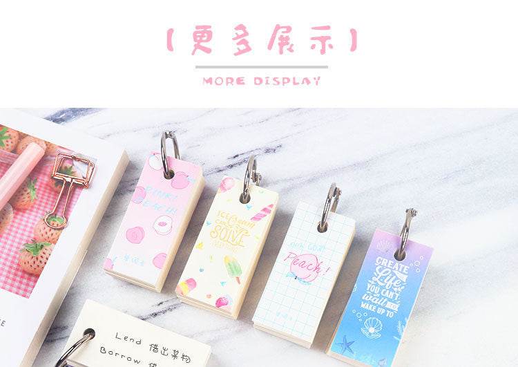 110 Sheets Lovely Mini Notebook School Supplies Stationery Vocabulary Writing Reciting Book Sticky Note Loose Leaf Memo Cards - AIAZ