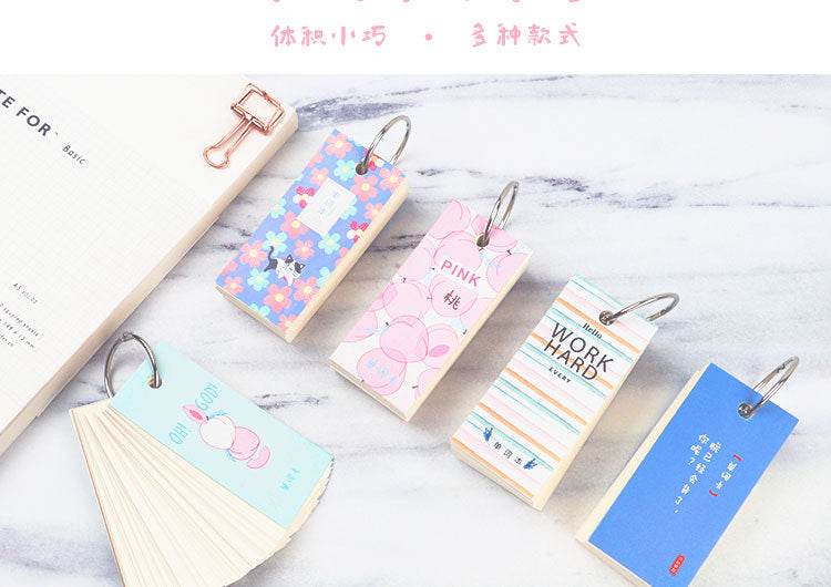 110 Sheets Lovely Mini Notebook School Supplies Stationery Vocabulary Writing Reciting Book Sticky Note Loose Leaf Memo Cards - AIAZ