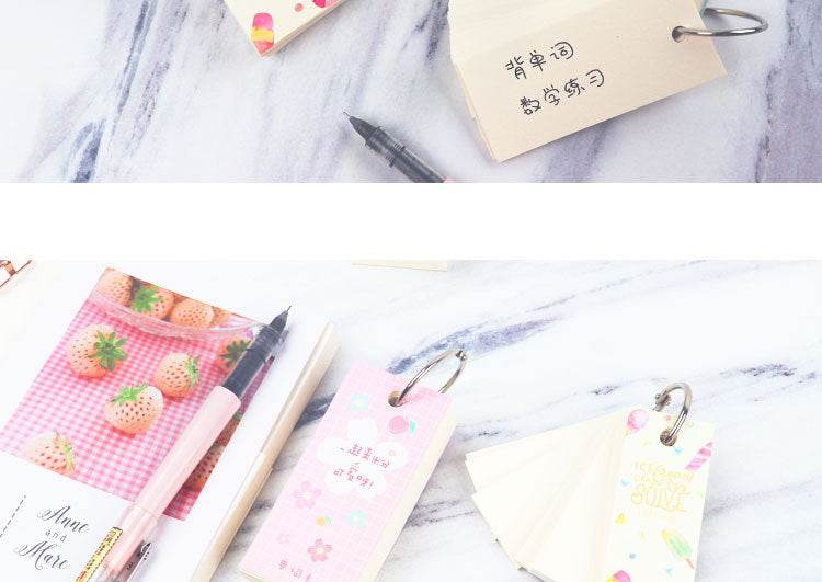 110 Sheets Lovely Mini Notebook School Supplies Stationery Vocabulary Writing Reciting Book Sticky Note Loose Leaf Memo Cards - AIAZ