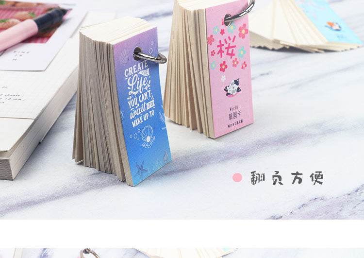 110 Sheets Lovely Mini Notebook School Supplies Stationery Vocabulary Writing Reciting Book Sticky Note Loose Leaf Memo Cards - AIAZ