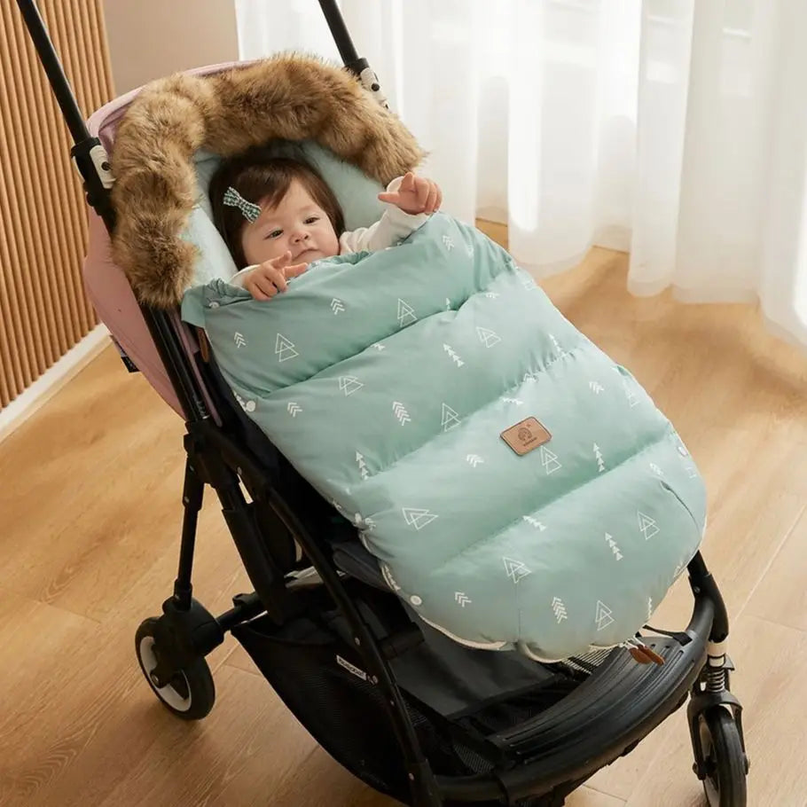 Stroller Footmuff Winter Baby Carriage Bag In Pram Removable Thicker Fur Collar Warm Flannel Newborn Cocoon Baby Envelope
