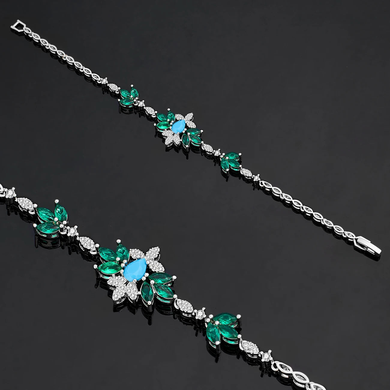 2025 New Exquisite Turquoise Dubai Jewelry Sets for Wedding Bridal Wedding Party 4 Pieces Set Accessories