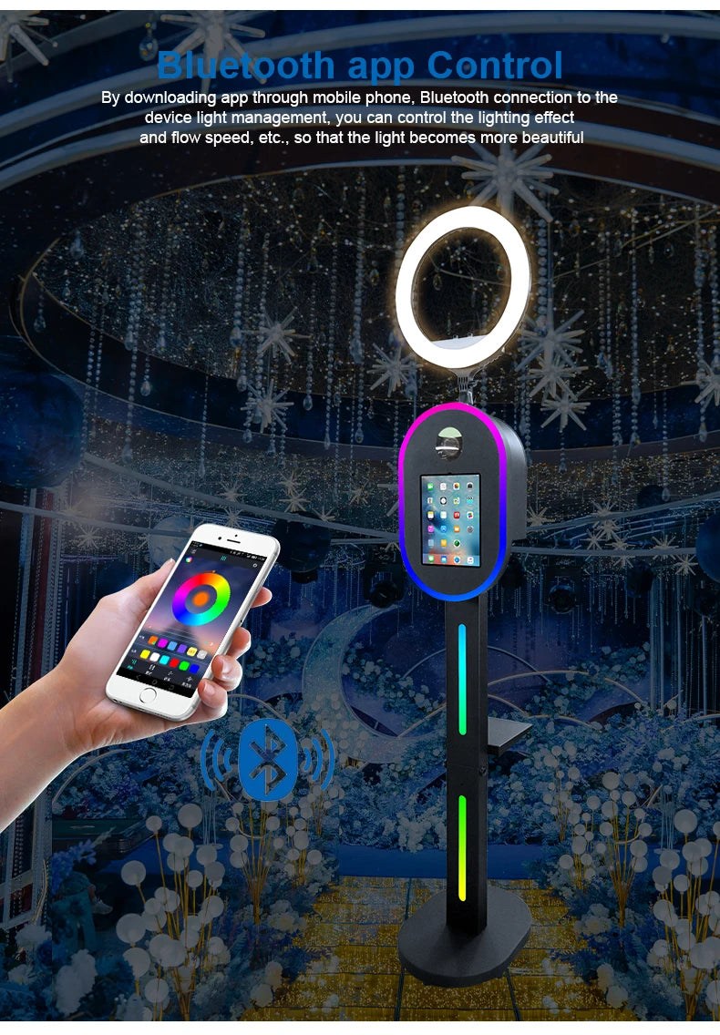 Hot Sale 10.2" 11" 12.9" iPad photo booth stand Selfie Photo Booth Shell for Ipad and DSLR with Ring Light for Birthday Party