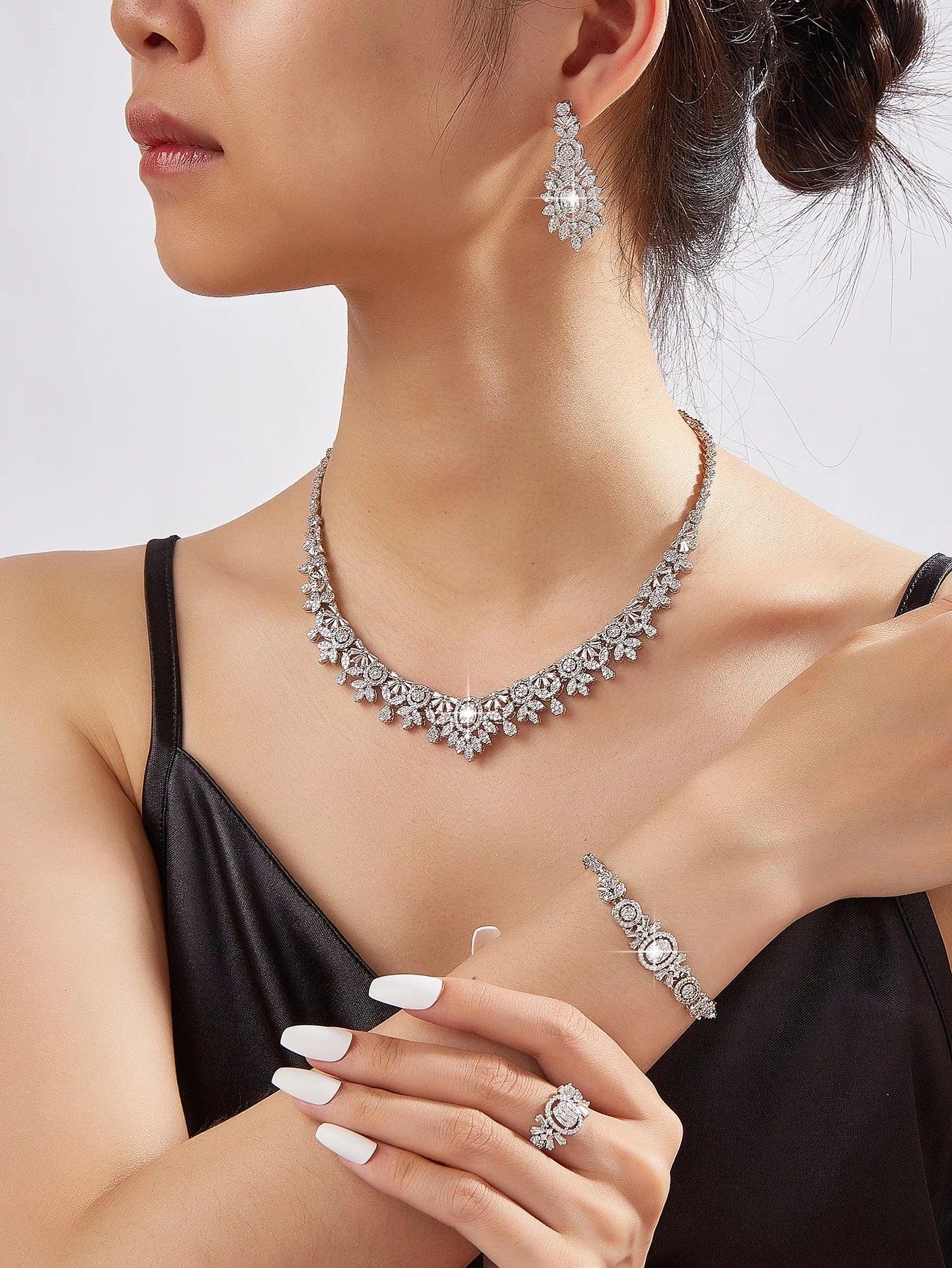 4pcs Bridal Cubic Zirconia Jewelry Sets For Women Party Luxury Dubai Nigeria CZ Crystal Wedding Jewelry Sets