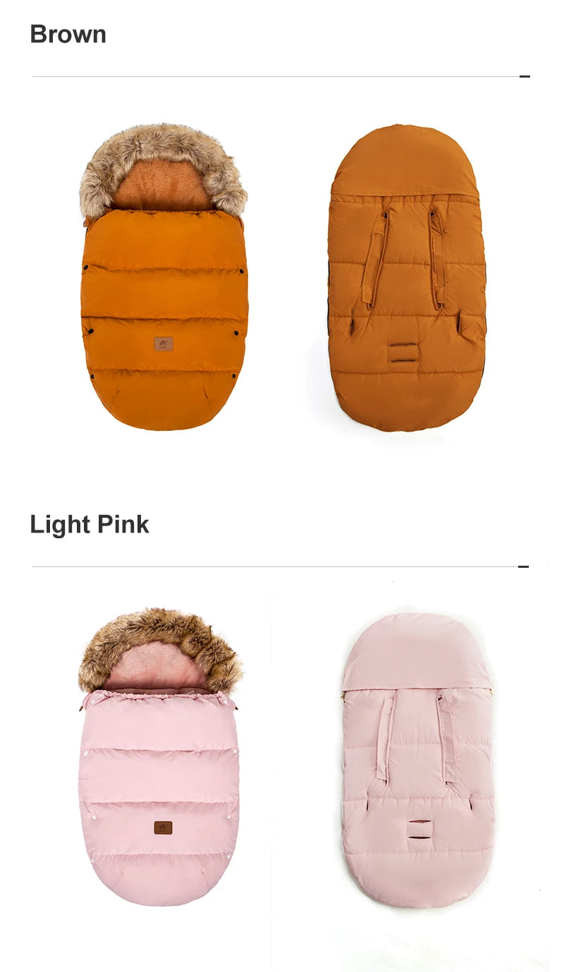 Stroller Footmuff Winter Baby Carriage Bag In Pram Removable Thicker Fur Collar Warm Flannel Newborn Cocoon Baby Envelope