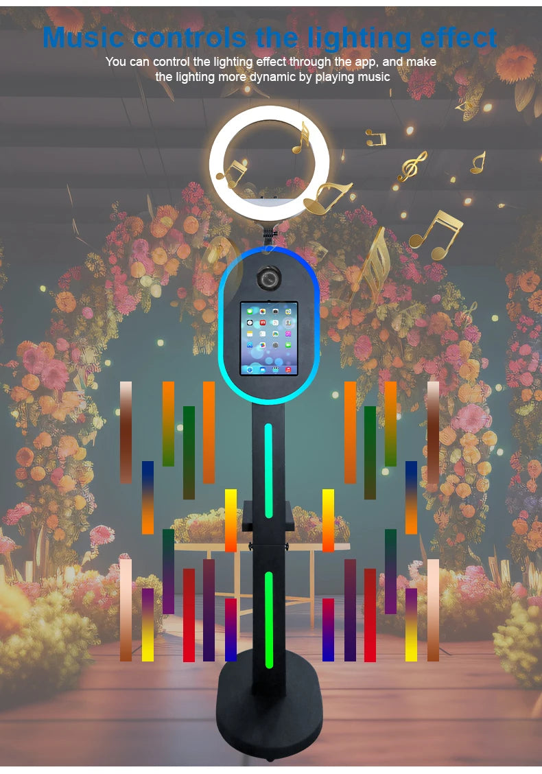 Hot Sale 10.2" 11" 12.9" iPad photo booth stand Selfie Photo Booth Shell for Ipad and DSLR with Ring Light for Birthday Party