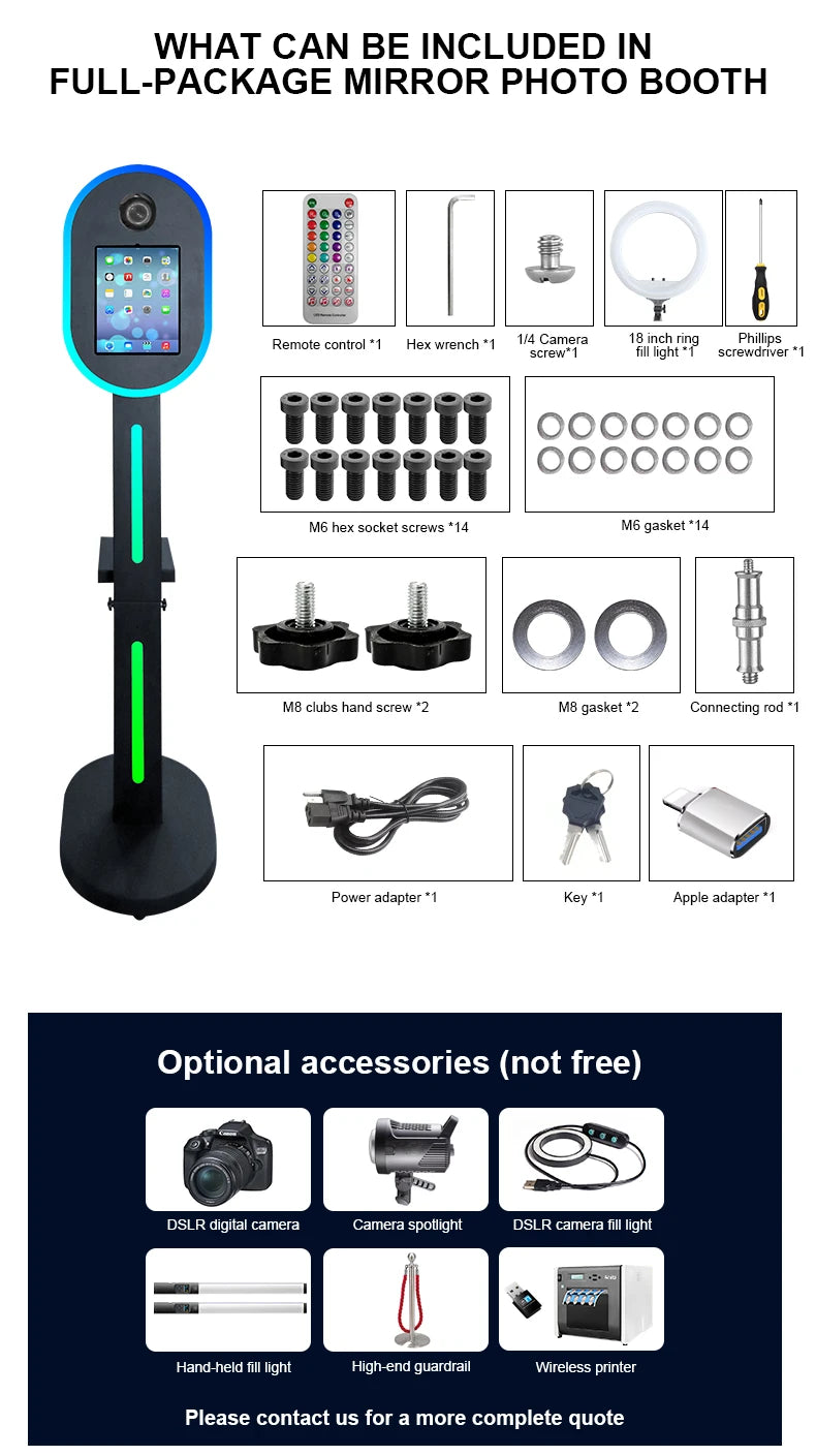 Hot Sale 10.2" 11" 12.9" iPad photo booth stand Selfie Photo Booth Shell for Ipad and DSLR with Ring Light for Birthday Party