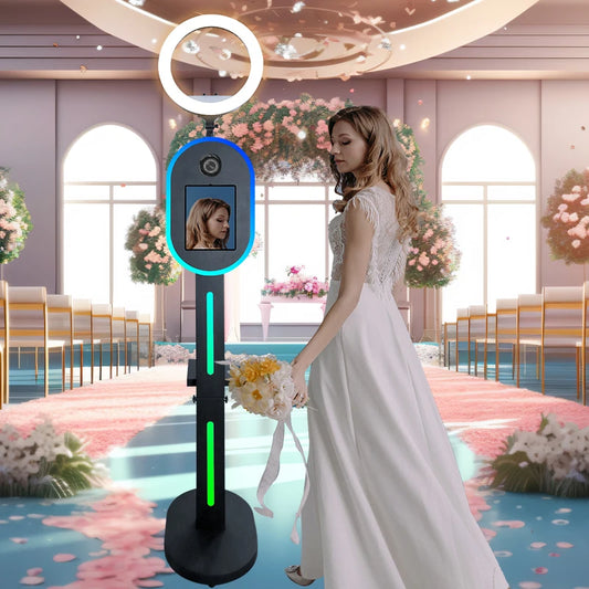 Hot Sale 10.2" 11" 12.9" iPad photo booth stand Selfie Photo Booth Shell for Ipad and DSLR with Ring Light for Birthday Party