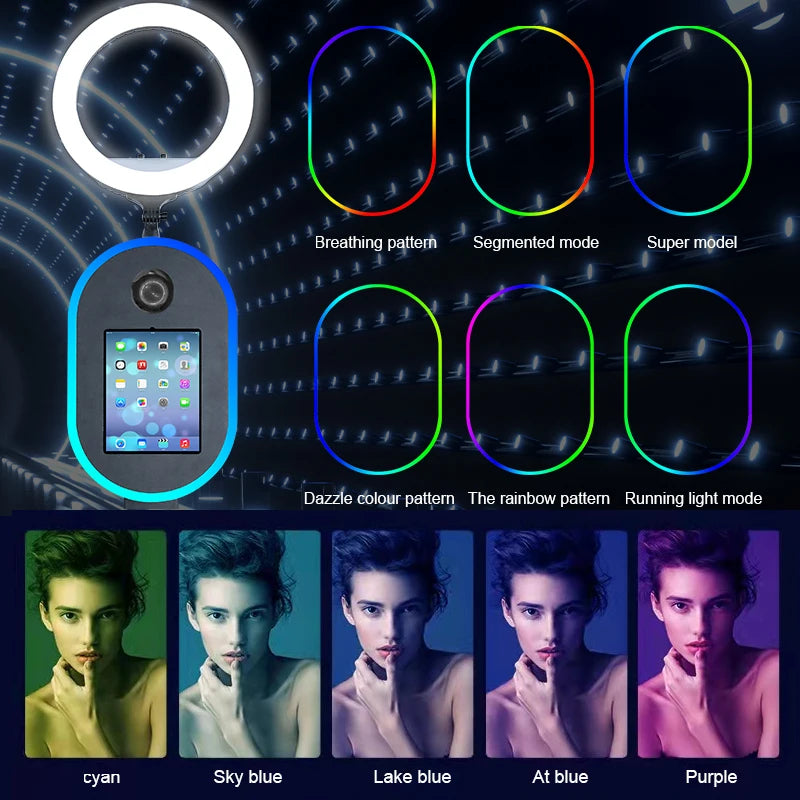 Hot Sale 10.2" 11" 12.9" iPad photo booth stand Selfie Photo Booth Shell for Ipad and DSLR with Ring Light for Birthday Party