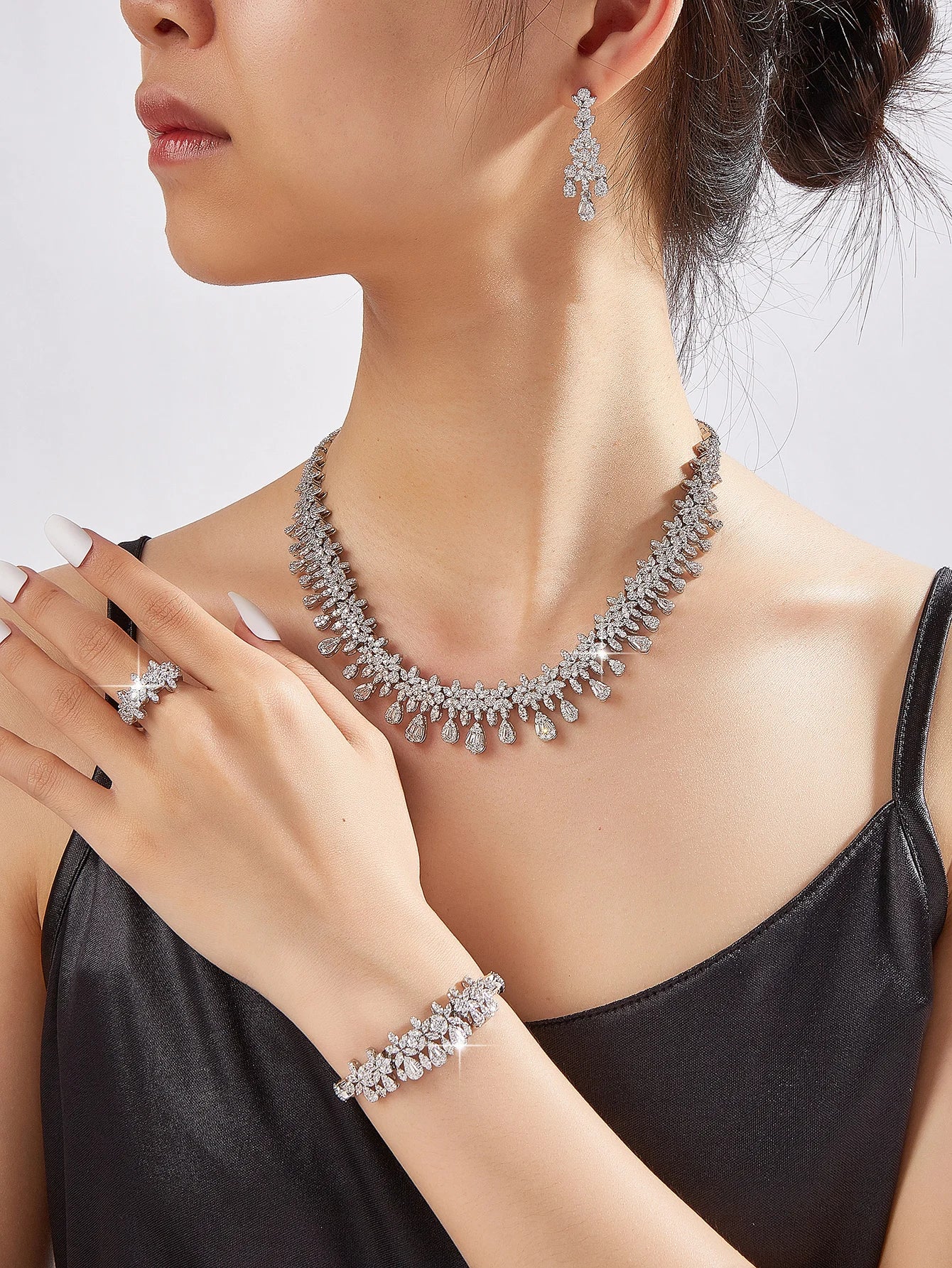 4pcs Bridal Cubic Zirconia Jewelry Sets For Women Party Luxury Dubai Nigeria CZ Crystal Wedding Jewelry Sets