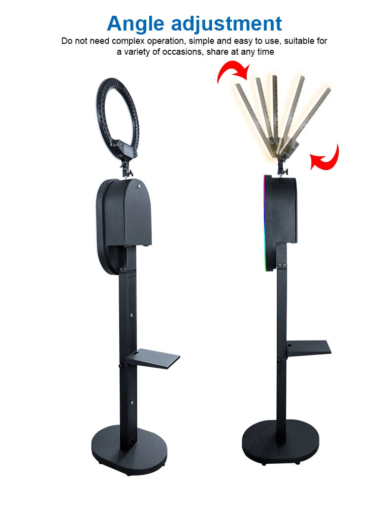 Hot Sale 10.2" 11" 12.9" iPad photo booth stand Selfie Photo Booth Shell for Ipad and DSLR with Ring Light for Birthday Party