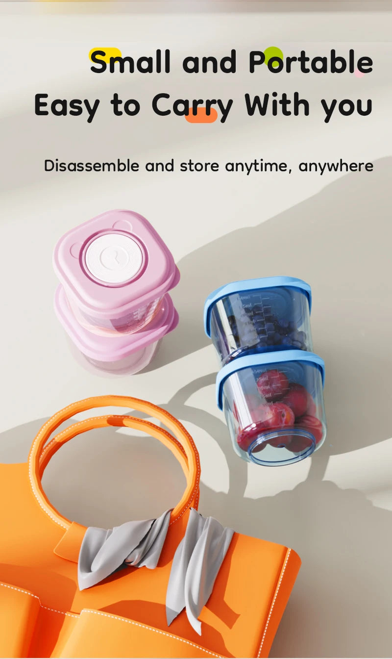 4pcs 150ml Cartoon Baby Food Containers Safe PP Material Heated And Refrigerated Feeding Boxes with Measurement Scale Lines