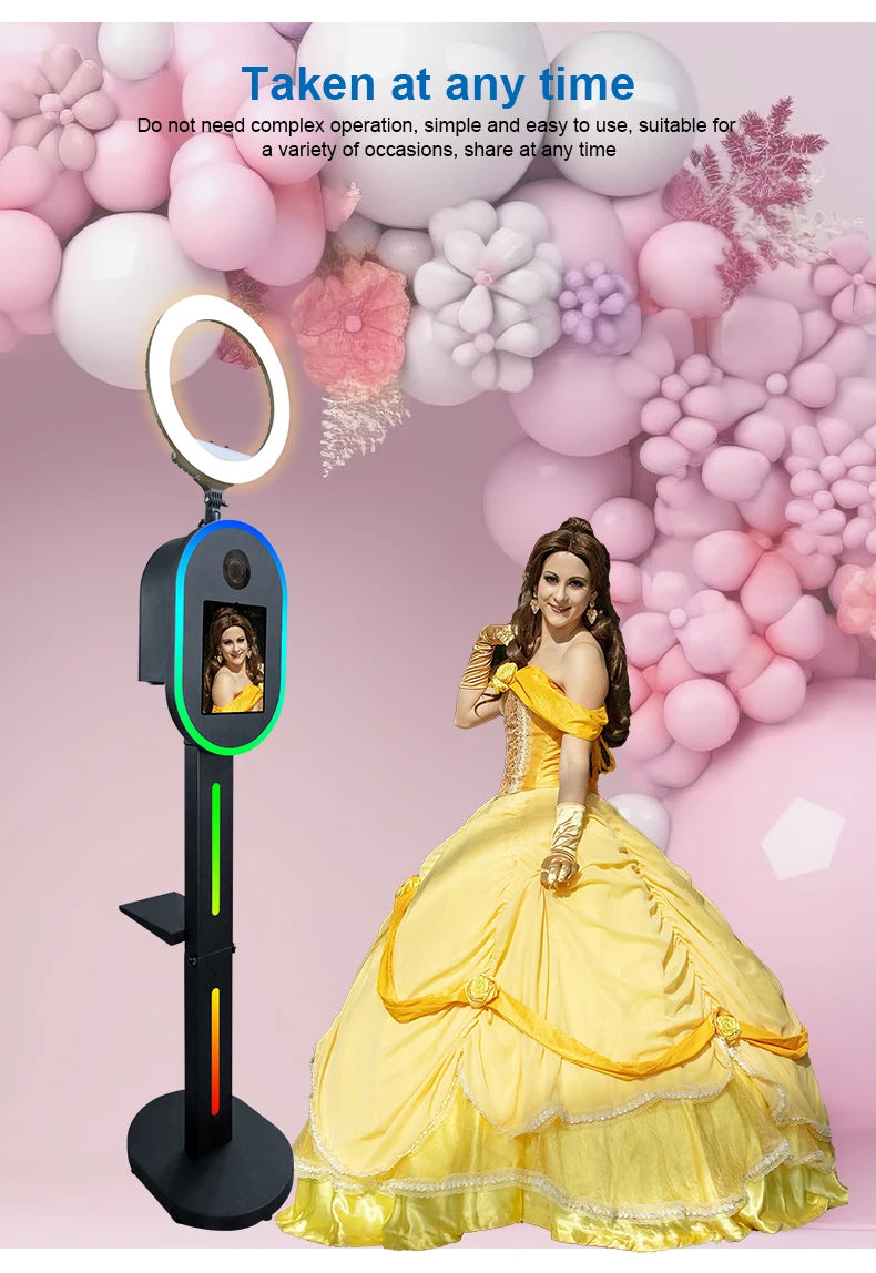 Hot Sale 10.2" 11" 12.9" iPad photo booth stand Selfie Photo Booth Shell for Ipad and DSLR with Ring Light for Birthday Party