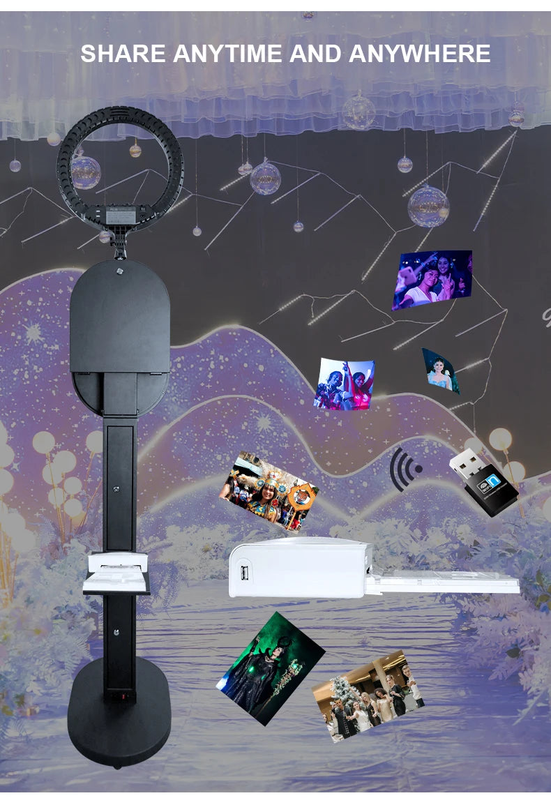 Hot Sale 10.2" 11" 12.9" iPad photo booth stand Selfie Photo Booth Shell for Ipad and DSLR with Ring Light for Birthday Party