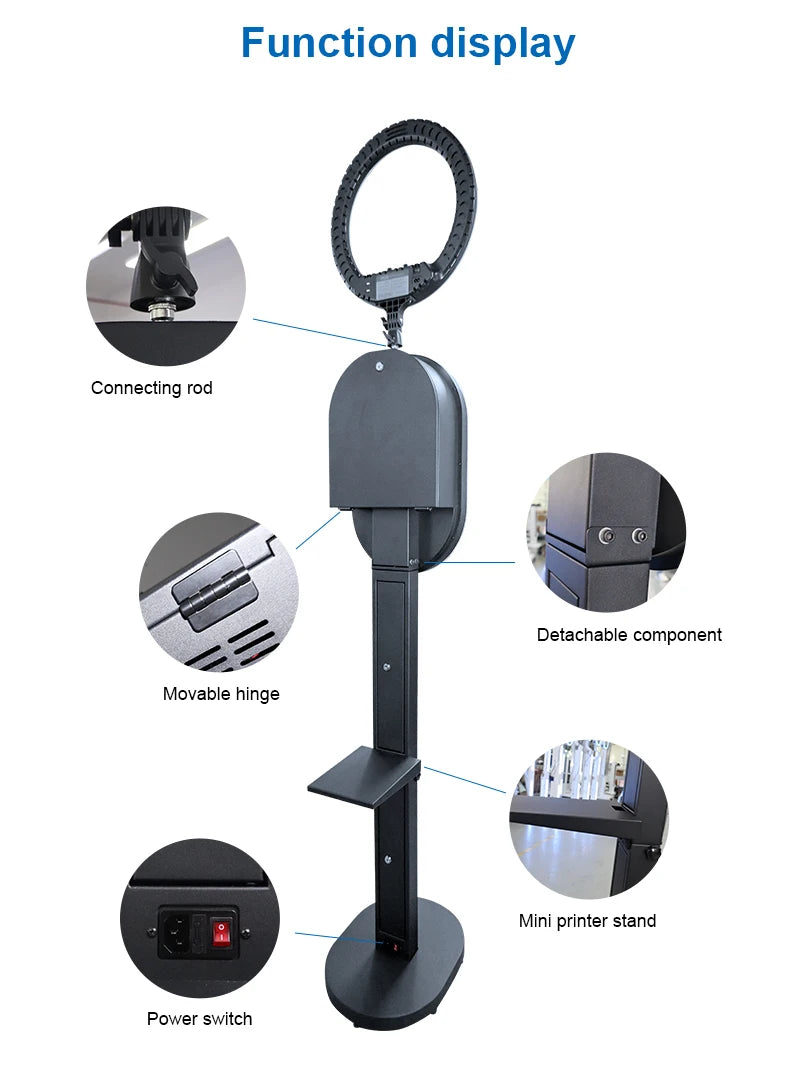 Hot Sale 10.2" 11" 12.9" iPad photo booth stand Selfie Photo Booth Shell for Ipad and DSLR with Ring Light for Birthday Party