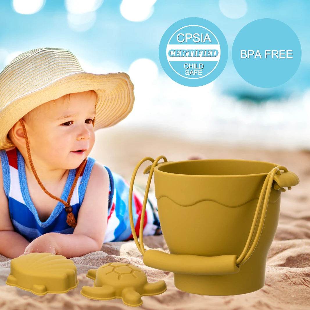 TYRY.HU 8pcs/set Children Toys Silicone Beach Toy Set with Bucket and Six Accessories Fun Outdoor Play Sand for Kids - AIAZ