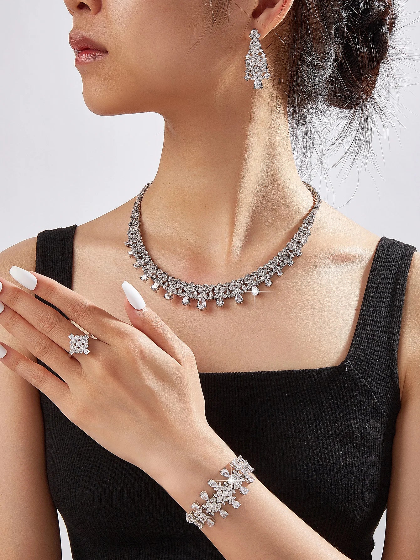 4pcs Bridal Cubic Zirconia Jewelry Sets For Women Party Luxury Dubai Nigeria CZ Crystal Wedding Jewelry Sets