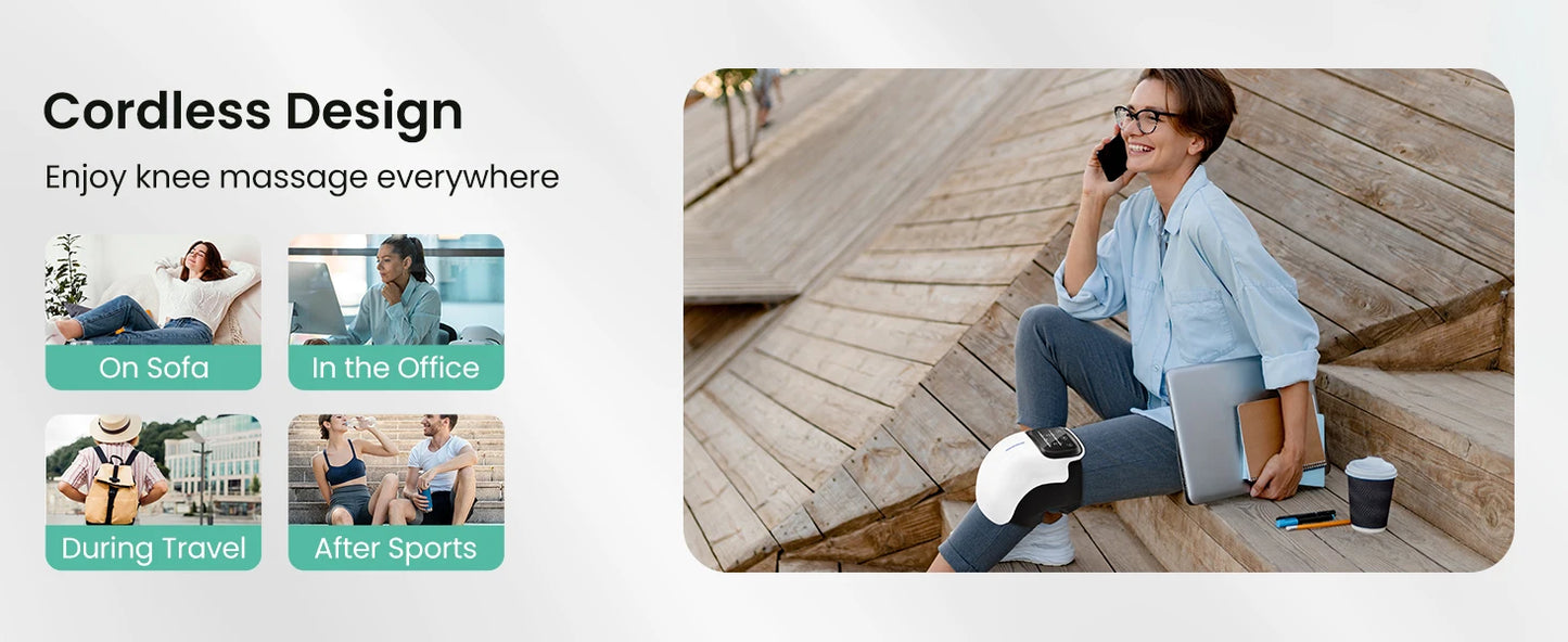 Knee Massager Smart Red Light and Massage Therapy for Swelling Stiff Joints Stretched Ligament and Muscles Injuries Gifts