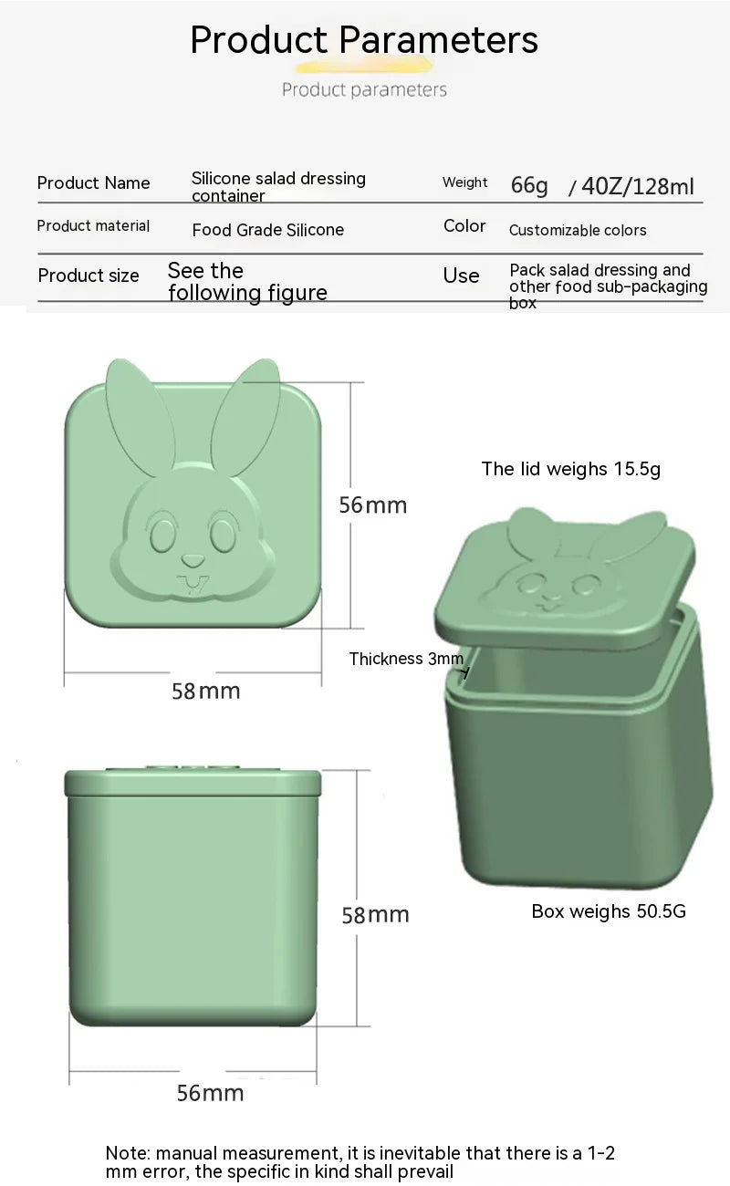 Non-stick Silicone Lunch Box For Kids Sauce container With Lid Small Lunch Box Accessories Dip Container Food storage container