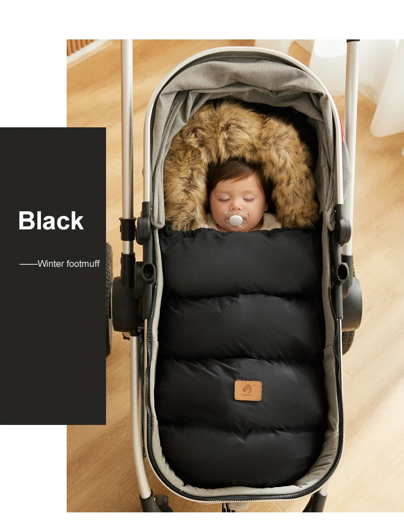 Stroller Footmuff Winter Baby Carriage Bag In Pram Removable Thicker Fur Collar Warm Flannel Newborn Cocoon Baby Envelope