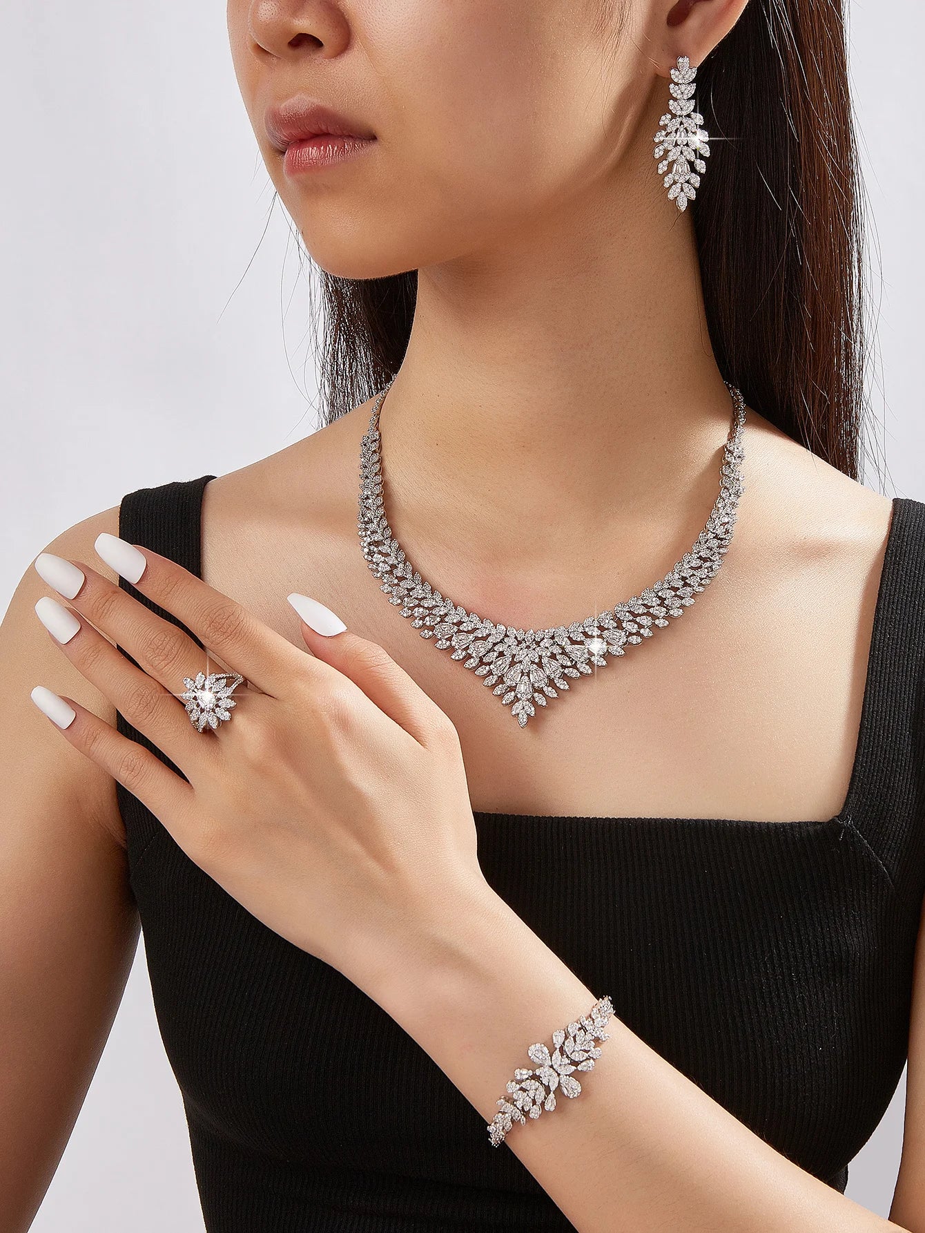 4pcs Bridal Cubic Zirconia Jewelry Sets For Women Party Luxury Dubai Nigeria CZ Crystal Wedding Jewelry Sets