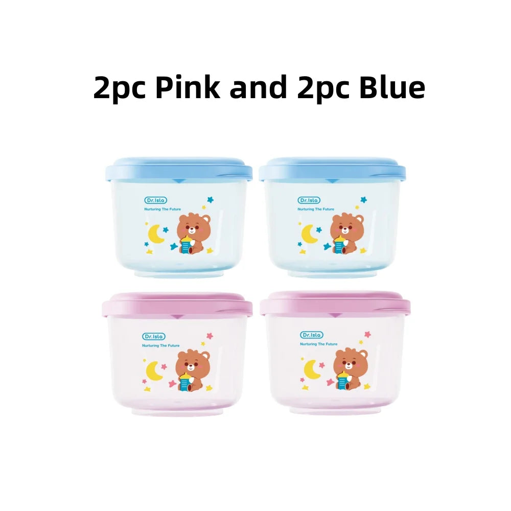 4pcs 150ml Cartoon Baby Food Containers Safe PP Material Heated And Refrigerated Feeding Boxes with Measurement Scale Lines