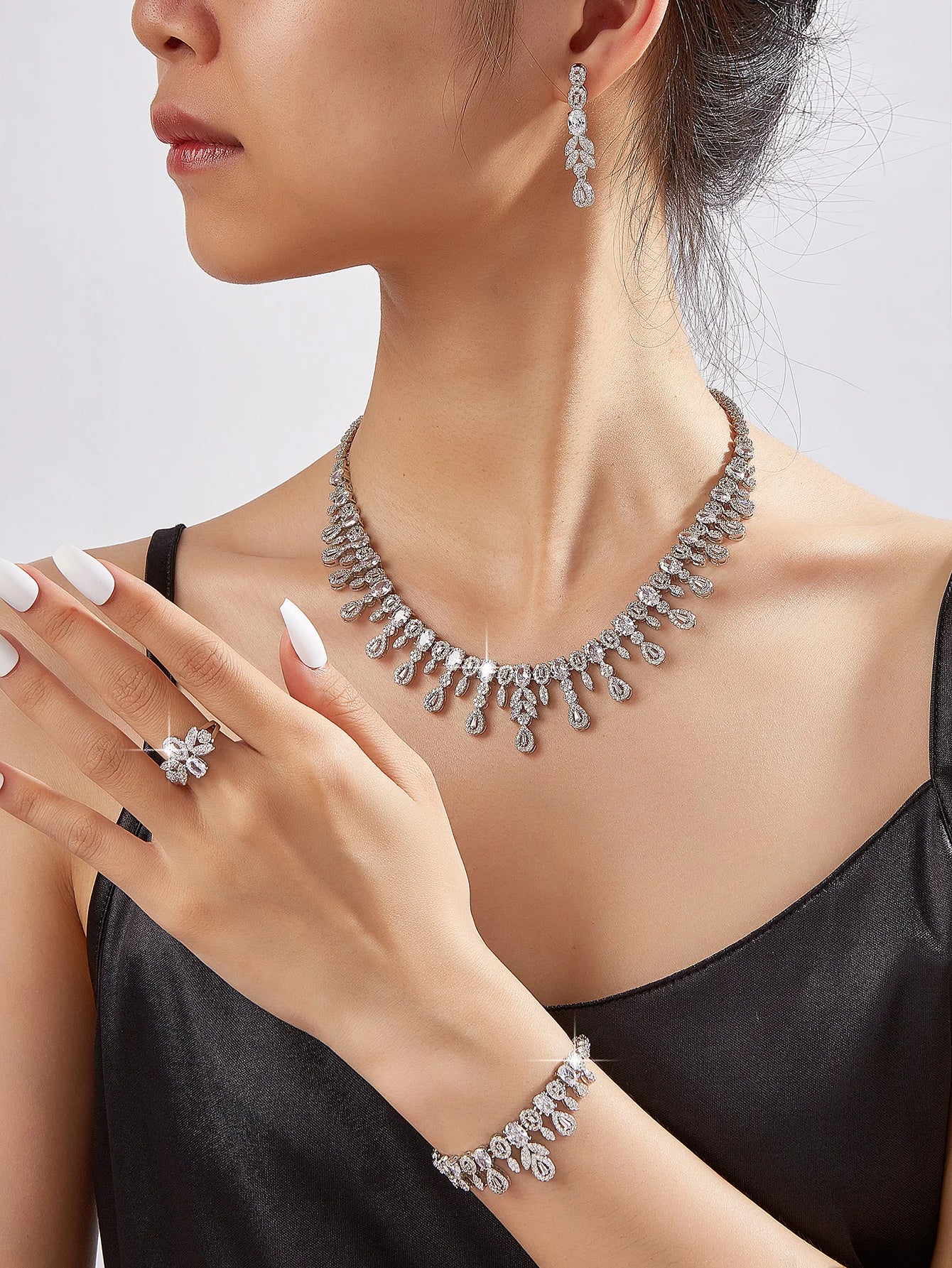 4pcs Bridal Cubic Zirconia Jewelry Sets For Women Party Luxury Dubai Nigeria CZ Crystal Wedding Jewelry Sets