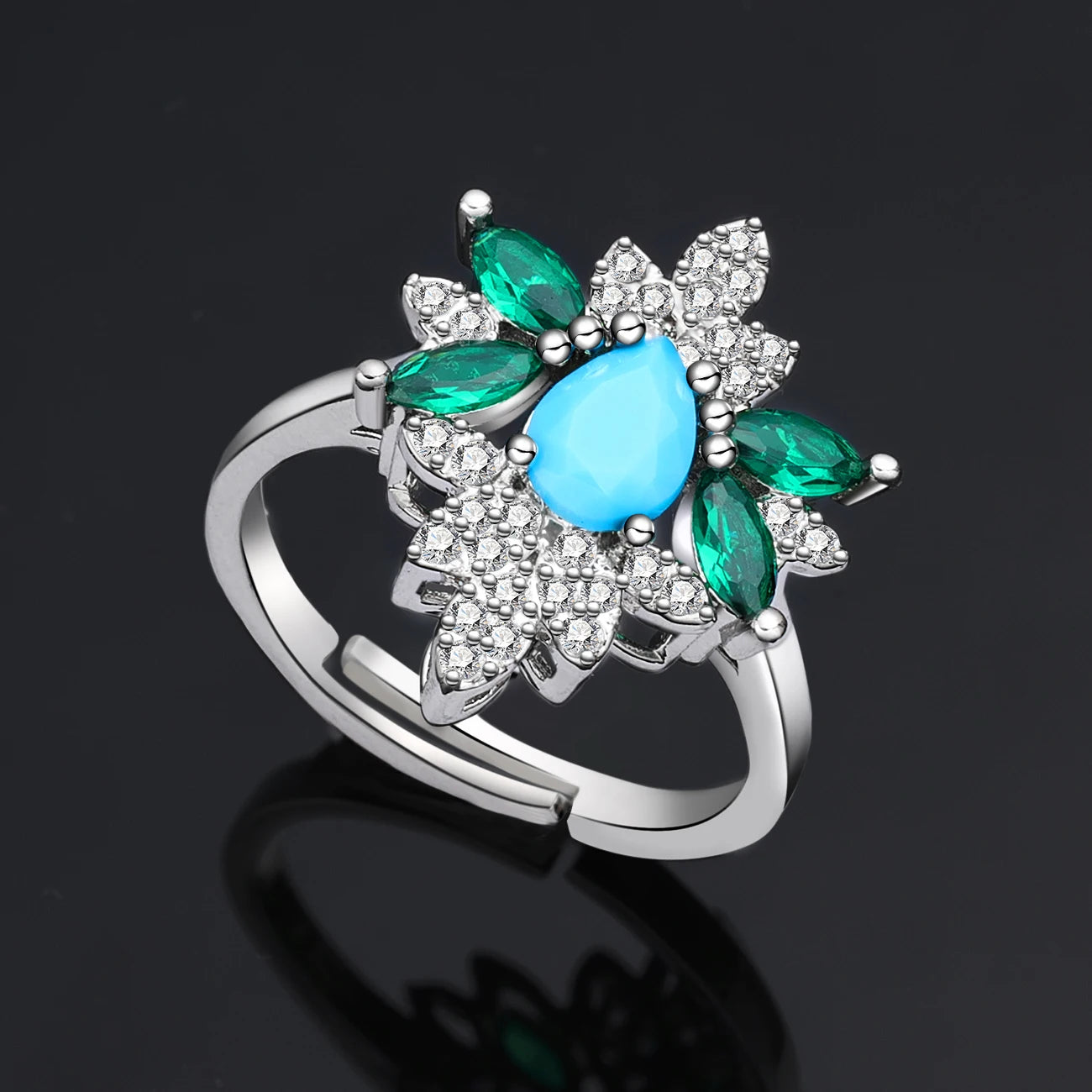 2025 New Exquisite Turquoise Dubai Jewelry Sets for Wedding Bridal Wedding Party 4 Pieces Set Accessories